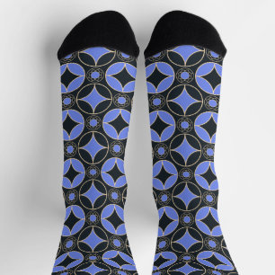 Art  Deco  pattern in blue and  black  Socks