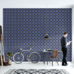 Art  Deco  pattern in blue and  black Wallpaper<br><div class="desc">This unique wallpaper features a classic Art Deco pattern in light navy blue and black. A vintage geometric design recreated by Alma Wad,  it adds a touch of elegance and sophistication to any room,  making it a perfect choice for those who appreciate timeless style and intricate artistry.</div>