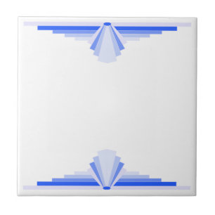 Art Deco Pattern in Blue Ceramic Tile