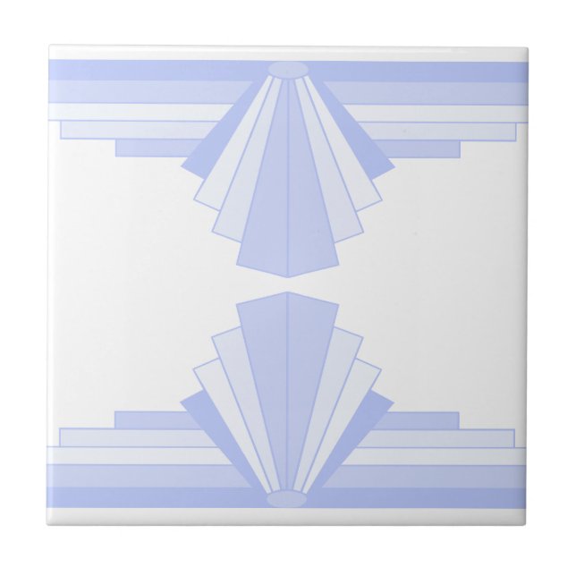Art Deco Pattern in Blue Ceramic Tile (Front)