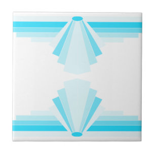 Art Deco Pattern in Blue Ceramic Tile