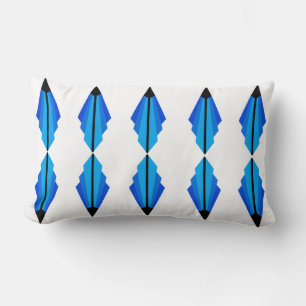Art Deco Pattern in Blues and Black Lumbar Cushion