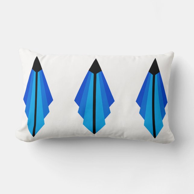 Art Deco Pattern in Blues Lumbar Cushion (Front)