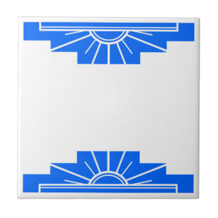 Art Deco Pattern in Bold Blue Ceramic Tile