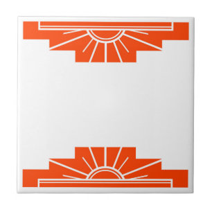 Art Deco Pattern in Bold Orange Ceramic Tile