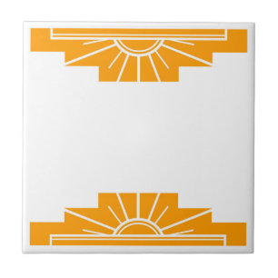 Art Deco Pattern in Bold Orange Ceramic Tile