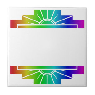 Art Deco Pattern in Bright Colours Ceramic Tile