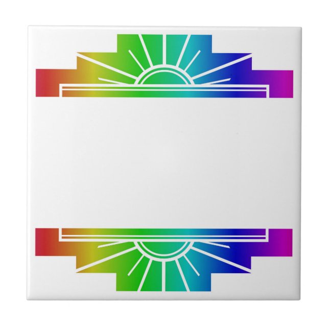Art Deco Pattern in Bright Colours Ceramic Tile (Front)