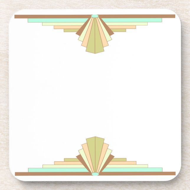 Art Deco Pattern in Brown & Green Coaster (Front)