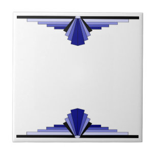 Art Deco Pattern in Deep Blue Ceramic Tile