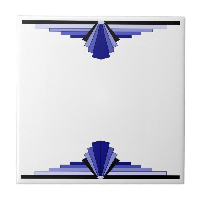 Art Deco Pattern in Deep Blue Ceramic Tile (Front)