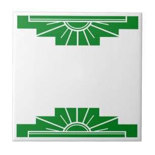 Art Deco Pattern in Deep Green Ceramic Tile
