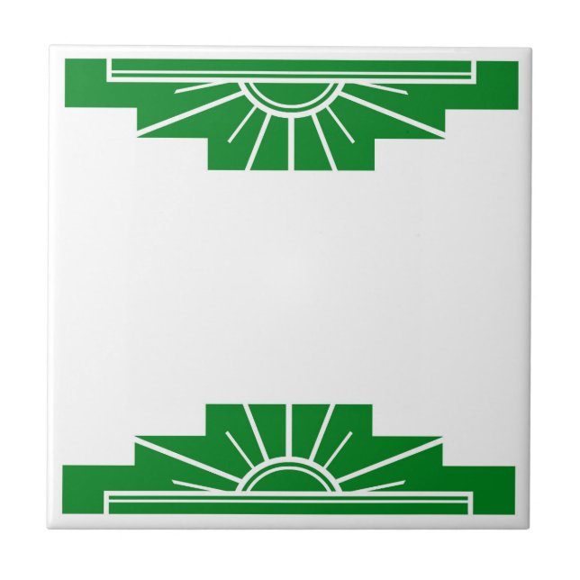 Art Deco Pattern in Deep Green Ceramic Tile (Front)