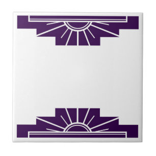 Art Deco Pattern in Deep Purple Ceramic Tile