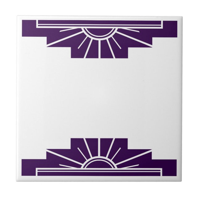 Art Deco Pattern in Deep Purple Ceramic Tile (Front)
