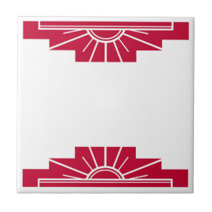Art Deco Pattern in Deep Ruby Ceramic Tile