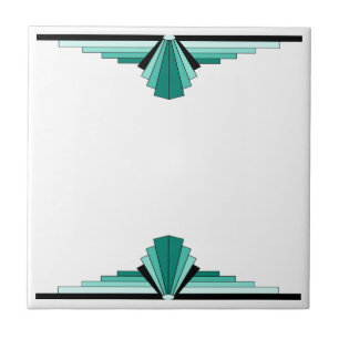 Art Deco Pattern in Green Ceramic Tile