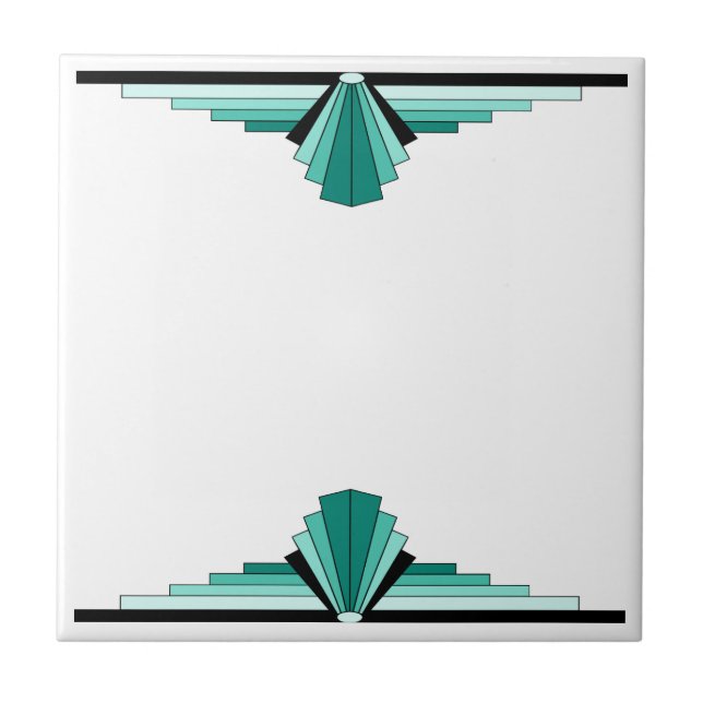Art Deco Pattern in Green Ceramic Tile (Front)
