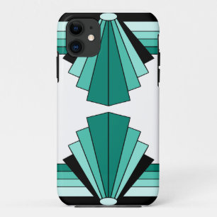 Art Deco Pattern in Greens iPhone 11 Case