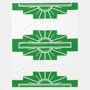 Art Deco Pattern in Greens Fleece Blanket