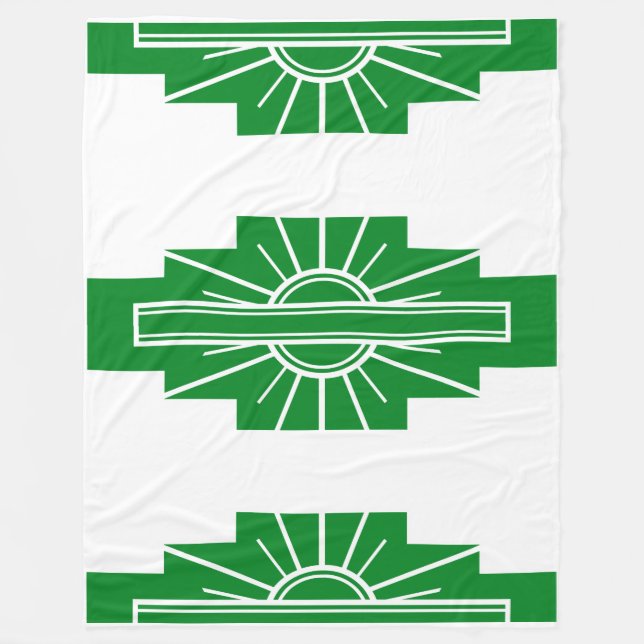 Art Deco Pattern in Greens Fleece Blanket (Front)