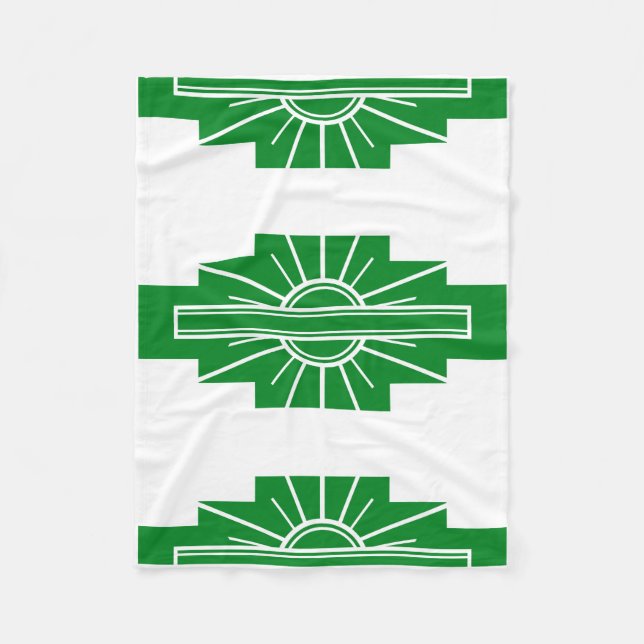 Art Deco Pattern in Greens Fleece Blanket (Front)