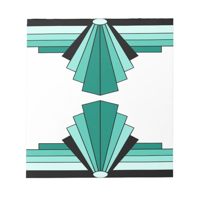 Art Deco Pattern in Greens Notepad (Front)