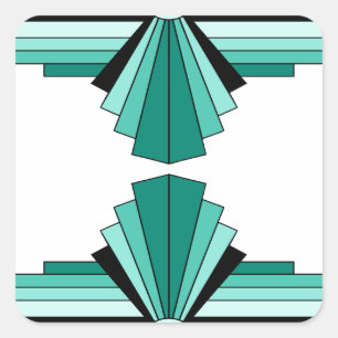 Art Deco Pattern in Greens Square Sticker