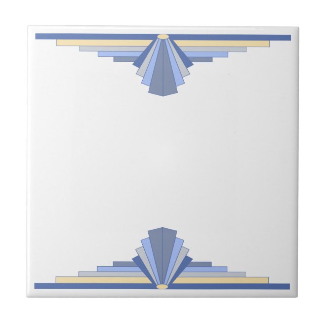 Art Deco Pattern in Grey Blue Ceramic Tile (Front)