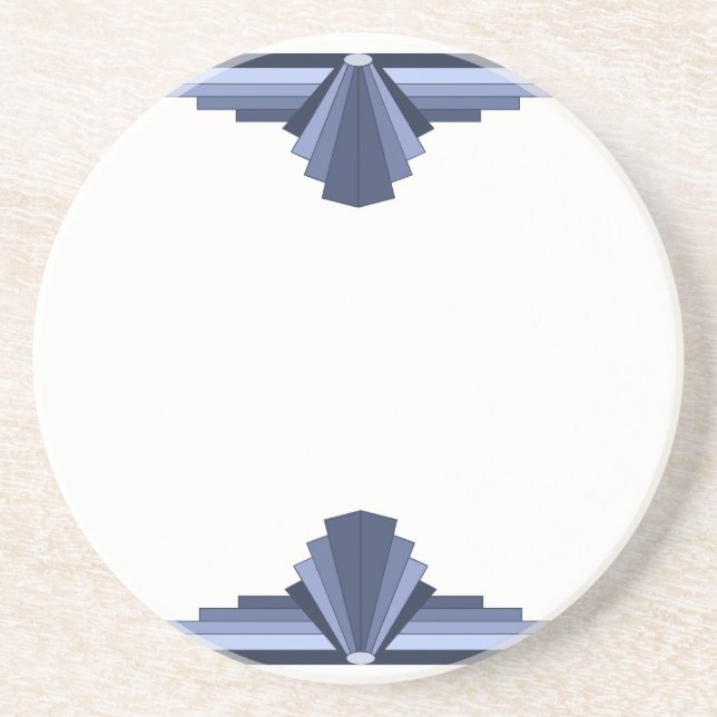 Art Deco Pattern in Grey-Blues Coaster (Front)