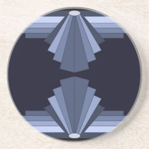 Art Deco Pattern in Grey-Blues Coaster