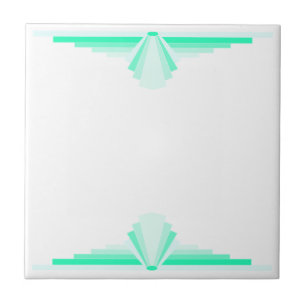 Art Deco Pattern in Light Green Ceramic Tile