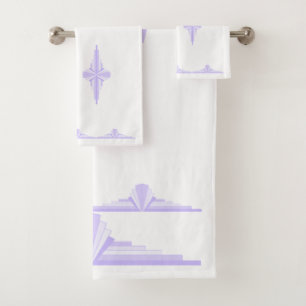 Art Deco Pattern in Lilac Bath Towel Set