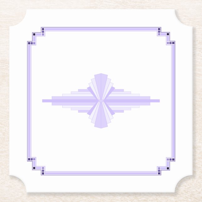 Art Deco Pattern in Lilac Paper Coaster (Front)