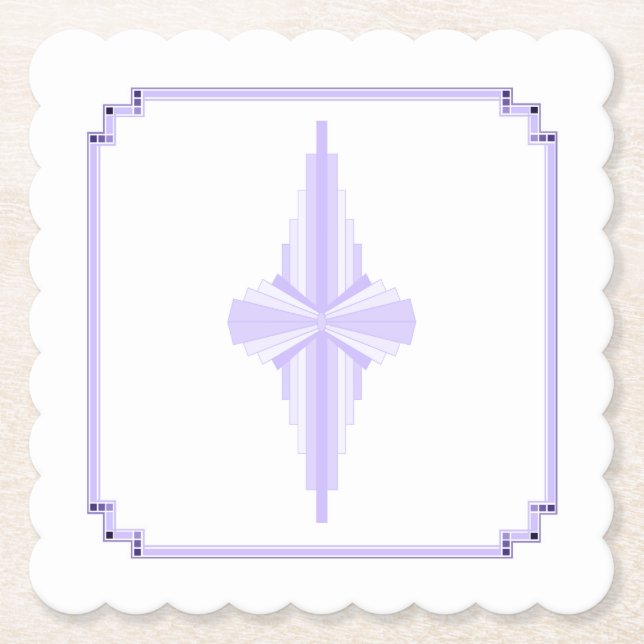 Art Deco Pattern in Lilac Paper Coaster (Front)