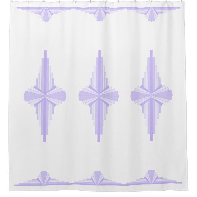 Art Deco Pattern in Lilac Shower Curtain (Front)