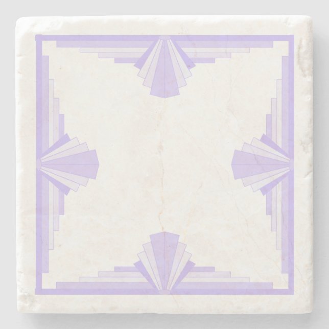 Art Deco Pattern in Lilac Stone Coaster (Front)