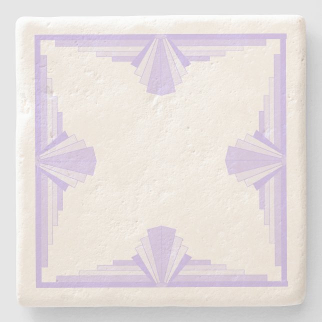 Art Deco Pattern in Lilac Stone Coaster (Front)