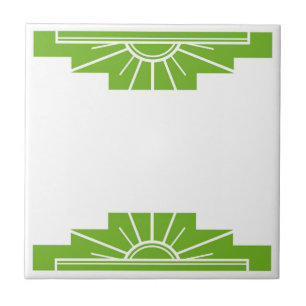 Art Deco Pattern in Lime Green Ceramic Tile