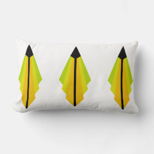 Art Deco Pattern in Orange and Lemon Lumbar Cushion