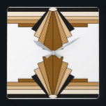 Art Deco Pattern in Orange  and Tan Square Wall Clock<br><div class="desc">This pattern is based on classic art deco shapes.</div>