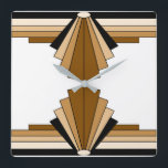 Art Deco Pattern in Orange  and Tan Square Wall Clock<br><div class="desc">This pattern is based on classic art deco shapes.</div>