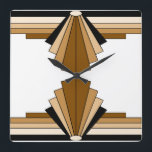 Art Deco Pattern in Orange  and Tan Square Wall Clock<br><div class="desc">This pattern is based on classic art deco shapes.</div>