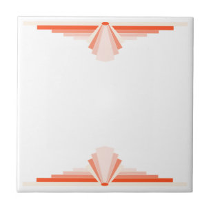 Art Deco Pattern in Orange Ceramic Tile