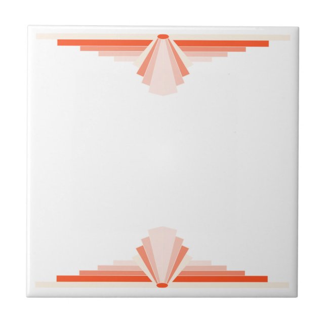 Art Deco Pattern in Orange Ceramic Tile (Front)