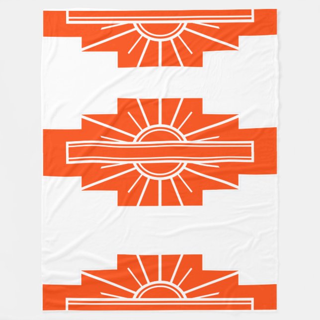 Art Deco Pattern in Orange Fleece Blanket (Front)