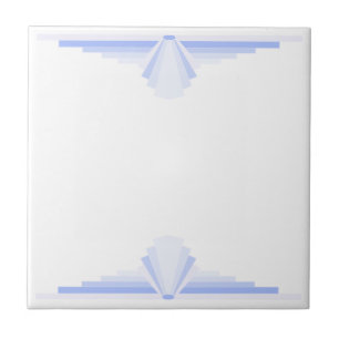Art Deco Pattern in Pastel Blue Ceramic Tile