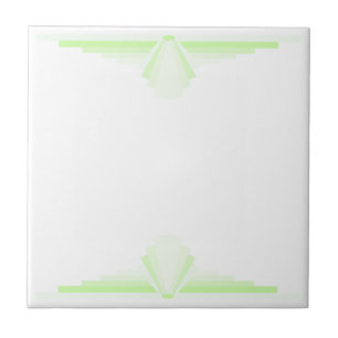 Art Deco Pattern in Pastel Green Ceramic Tile
