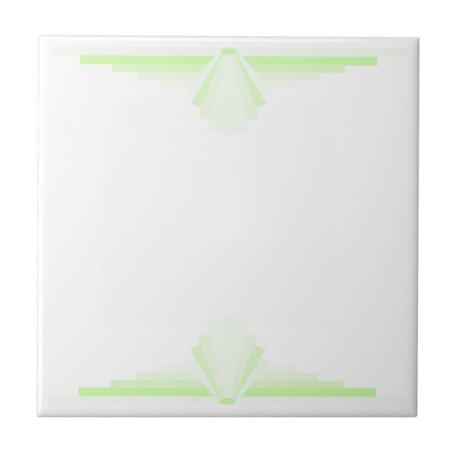 Art Deco Pattern in Pastel Green Ceramic Tile (Front)