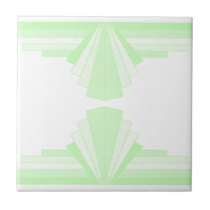 Art Deco Pattern in Pastel Green Ceramic Tile